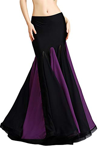 ROYAL SMEELA Belly Dance Costume for Women Chiffon Belly Dancing Skirts Maxi Fishtail Skirt Ruffle Mermaid Skirt Dress Outfit Purple