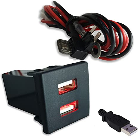 T5 OEM Dual USB Phone Charger & Data Port for VW/Volkswagen T5 - Flat Blank Style in Red (STANDARD T5-2003-2009 ONLY) - USB Extension