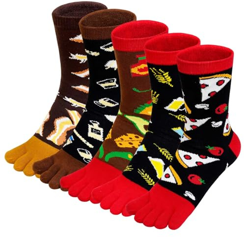 PUTUO Chaussettes 5 Doigts Homme Chaussettes Orteils Séparés, Chaussette Doigt de Pied Homme Chaussette Five Fingers 5 paires Multicolore-A 39-44