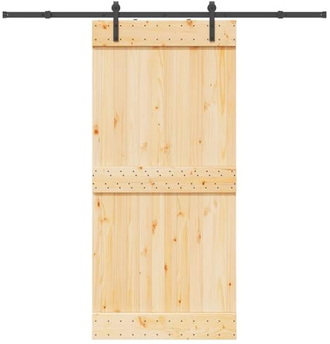 vidaXL Puerta corredera con herrajes madera maciza de pino 95x210 cm
