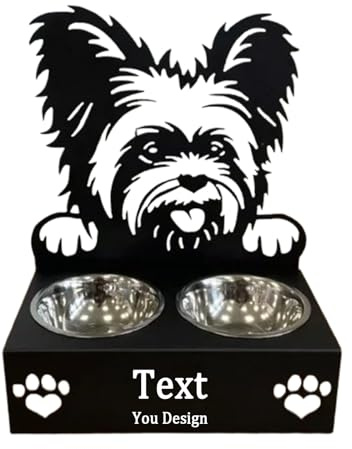 Personalised Dog Bowl – Non-Slip Elevated Pet Dish with Engraved Design | Small, Medium, Large Sizes | Durable Food & Water Bowl for All Breeds (Yorkshire Terrier)
