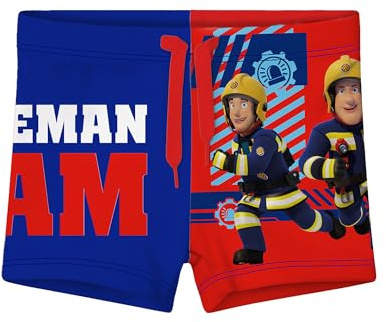 United Labels brandman Sam badbyxor för pojkar, blåröda, badshorts barn, simbyxor, Blå / röd, 98-104