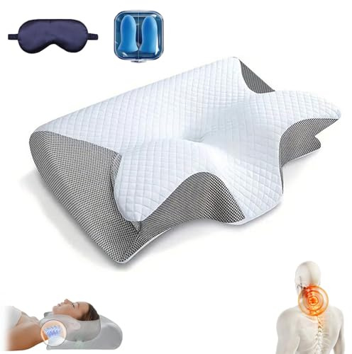 HOPASRISEE Pillowdaddy Nacken Therapiekissen, Pillow Daddy Schlafkissen, Ergonomisches Nackenkissen füR Seiten RüCken & BauchschläFer, Endlich Schmerzfrei & Erholt Aufwachen(Grau,1 Stück)