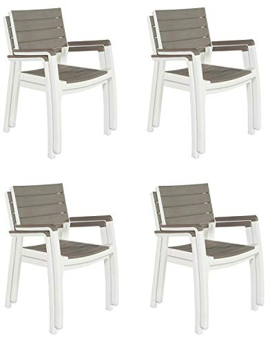 Keter Harmony - Set di 2 sedie impilabili per interni ed esterni, per sala da pranzo e intrattenimento, 2 pezzi, colore cappuccino e bianco