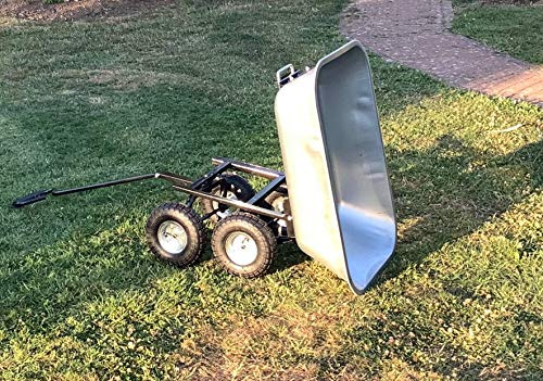 Garden trolley 4 wheel tipping dump wheelbarrow cart padded handle 80 litre