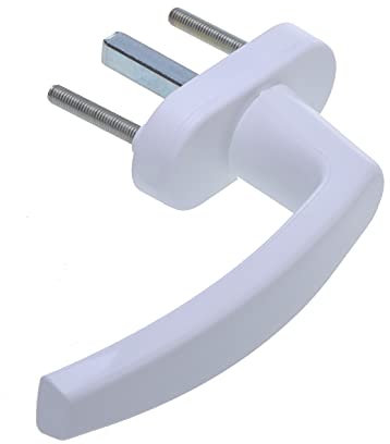 Aqbau® PVC Fenstergriff Weiß 1 Stück, Fensterolive Kunststoff auf Oval-Rosette 28 x 63mm - Fenstergriffe für Fenster & Balkontüren und Terrassentüren Ergonomischer Griff