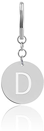 GD GOOD.designs Schlüsselanhänger Buchstabe D mit Einkaufswagenchip - Personalisierter Anhänger mit Gravur - Einkaufswagenchip aus Edelstahl Silber