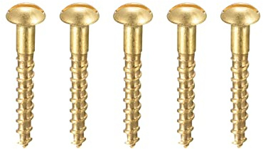 sourcing map 100 Stück Schlitz Rundkopf Holzschrauben M1,6 x 12mm Messing Blechschraube Halbrundkopf Linsenkopfschrauben