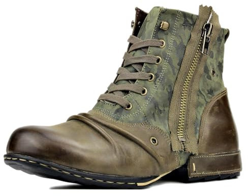 COWSDELLA Herr Stövlar Motorcykel Chukka Mode Känga Läder Vandring Combat Boots för Män Dragkedja