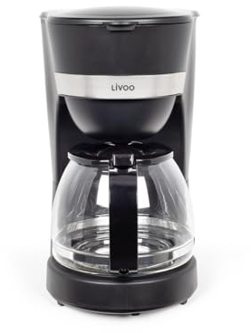 Livoo - caffettiera elettrica DOD200C - 12 tazze, capacità 1,25L, 750W, filtro riutilizzabile, mantenimento caldo