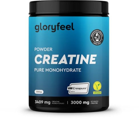 Créatine Monohydrate Poudre 100% Pure, Creatine Creapure® 3000mg par Dose, 147 Portions, Prise de Masse et Puissance Musculaire*, Non Aromatisé, Végane, Certifiée et Testé en Laboratoire, 500 g
