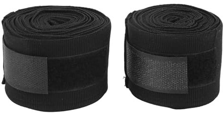 RiToEasysports 2 Stück Boxbandagen aus Baumwolle, Schnell Trocknend, Halbelastisches Hakenschlaufen-Design, Sport-Handbandagen, 5 M Länge, für Kickboxen, Muay Thai (Black)