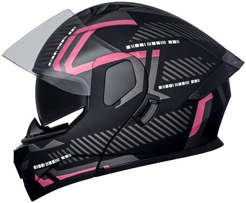 Motocross Helmet,Full Helmets Motorcycle Helmet with Compatible Clear,Dirt Bike Downhill Off-Road Mountain Bike Helmet DOT Approved (Pink, X-Large)