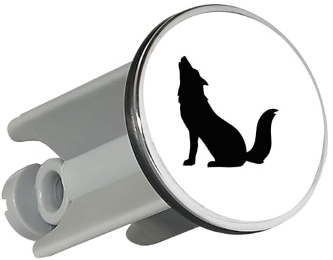 Huuraa Waschbeckenstöpsel Heulender Wolf Silhouette Geschenk | Universal Stopfen 4cm höhenverstellbar Abflussstopfen Geschenkidee Stöpsel mit Motiv für das Waschbecken