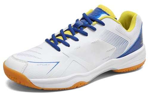 TvzsiY Scarpe da Badminton da Uomo Scarpe da Ping Pong Leggero Antiscivolo, Resistenti all'Usura Fondo Morbido, per Indoor Outdoor Badminton,Blu,37 EU