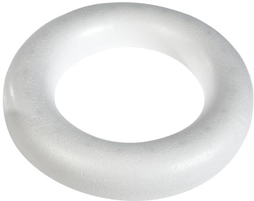 Glorex 6 3803 833 - Halbring aus Styropor, Rückseite flach, weiß, Durchmesser ca. 30 cm, zum Gestalten von Adventskränzen, Osterkränzen und anderen Dekoelementen