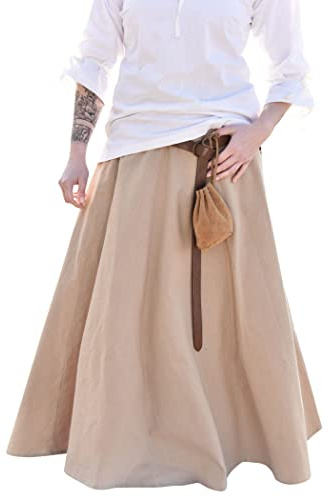 Battle-Merchant Mittelalterlicher Rock, Damen | Baumwolle, Bodenlang, weit ausgestellt, für den Alltag, Reenactment, LARP, Historische Darstellungen & Fantasy Cosplay