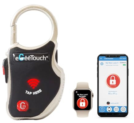 eGeeTouch® NFC Gepäckschloss, GT1000-99 (schwarz), TSA & IATA konform, mit patentierter dualer Zugriffstechnologie (NFC + Bluetooth), Entfernungswarnung usw.