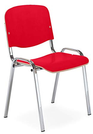 Nowy Styl Besucherstuhl, Holz, rot/verchromt, One Size