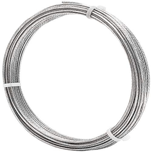 Vinyl Coated Picture Hanging Wire #6 50-Feet Braided Picture Wire Heavy,Supports up to 60lbs for Photo Frame Picture,Artwork,Mirror Hanging(2mm x 15 Meters)