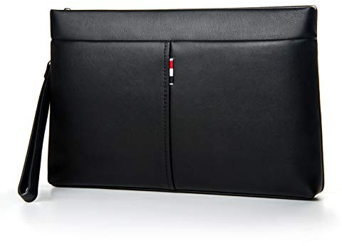 Balidiya Genuine Leather Clutch Bag for Men Handbag Wrist Bag Business Large Purse Envelope Bag