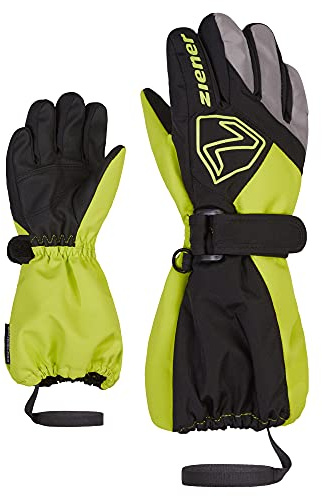 Ziener Unisex Baby Lauro Ski-Handschuhe/Winter | wasserdicht Lange Stulpe reflektierend, Black.Lime, 128