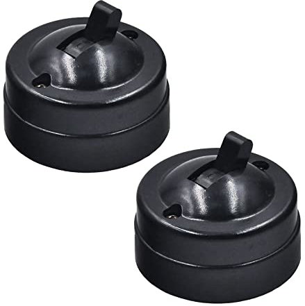 2 Pcs Retro Single-Control Switchs Black Round Light Switchs Old-Fashioned Toggle Switchs for Home Office Hotel