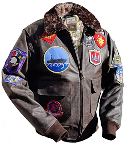 Tom Cruise Pete Maverick Top Gun Flight Bomber Giacca in pelle da uomo Jet Pilot Jacket | Collare in pelliccia rimovibile (3XL)