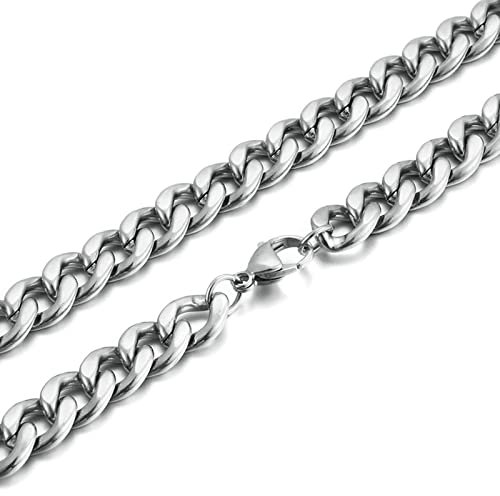 ANAZOZ Kette Ohne Anhänger Herren Edelstahl 45 cm, Hip Hop Halskette Herren Panzerkette Silber 11mm Breit