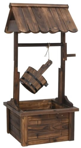 vidaXL Fuente Pozo de Deseos con Bomba Madera de Abeto 57x50x112 cm, Fuente Pozo Deseos, Fuentes de Agua, Fuente de jardín, Fuente de Agua, Fuente