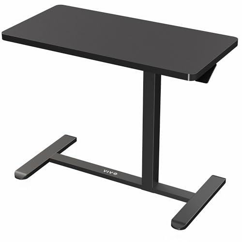 VIVO Mobilt sidobord 81 x 41 cm för soffa, höjdjusterbart laptopbord för säng eller vilstol, svart, CART-V02L