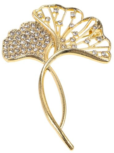 Beavorty Broche Feuille De Ginkgo Avec Strass, Accessoire De Costume éLéGant, Bijou De Luxe Pour Femme, IdéAl Pour Mariage, SoiréE, Business