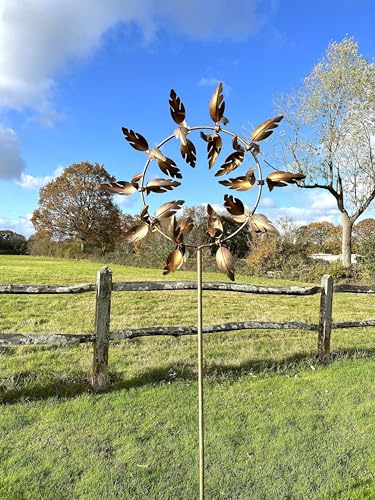 Creekwood Calcot Wind Spinner - Brushed Copper Metal Garden Ornaments - Kinetic Wind Spinners for Patio, Lawn, and Garden Decor - 93 inches (238cm)