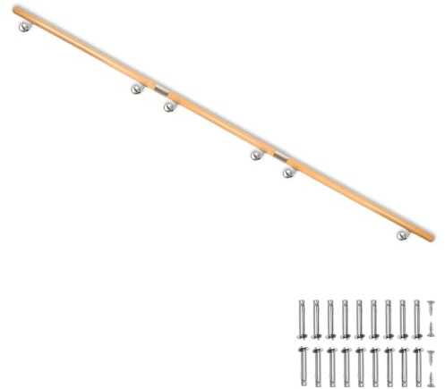 Buche Holz Handlauf Treppengeländer Geländer für Treppe Wandhandlauf V2Aox | 400 cm, Wand, seitliche Montage, mit Halterungen und Montagematerial