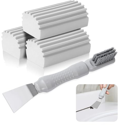 Damp Duster - Plumeau lavable - Appareil de nettoyage ménager - Brosse à récurer les rainures - Outil de nettoyage pour plinthes - Outil de nettoyage de cuisinière - Gris