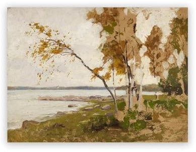 XENITE Wandkunst-Leinwanddrucke Vintage Herbst Bauernhaus Landschaft Ölgemälde Bilder Herbst Natur Kunst Leinwand Drucken Retro Poster Für Wohnzimmer Wohnkultur(M,15x21 cm)
