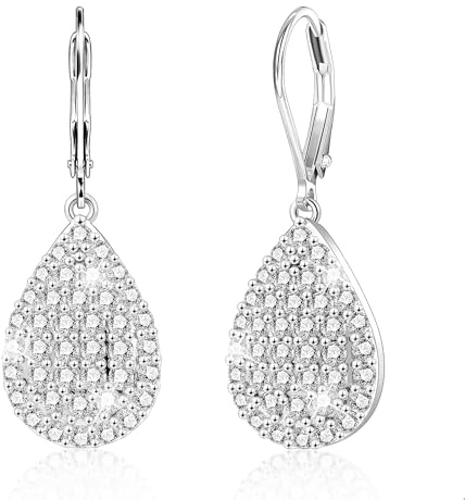 ALEXCRAFT Boucles d'Oreilles Pendantes Femme Argent Goutte Plein Strass