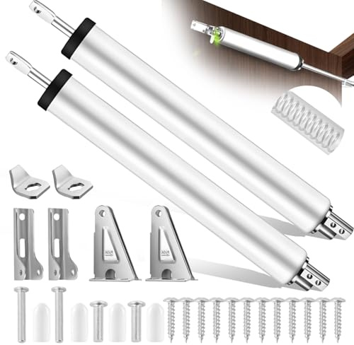 2 Ferme Porte avec Amortissement Pneumatique Groom Fermeture Porte à Vitesse Variable et Angle Libre Ferme-Portes Silencieux en Aluminium Alloy pour Portail de Jardin Portes Intérieures (Argent)