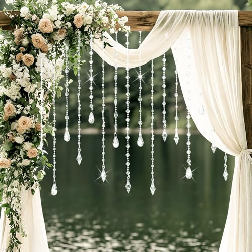 JarThenaAMCS 30Pcs 20 Inch Wedding Icicle Ornament Set Clear Acrylic Extra Large Hanging Crystal Icicle Drop Ornaments for Wedding Party Decor
