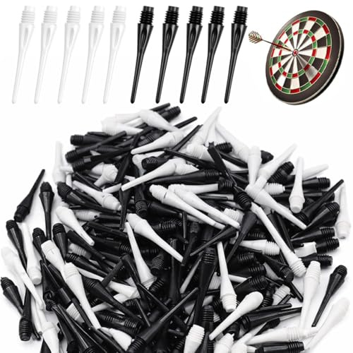 LKJAUOZ 100 Pezzi Punte Freccette Plastica, Punte per Freccette Soft, Estremamente Stabili, Facile da Sostituire, per Bersaglio Elettronico, Nero e Bianco