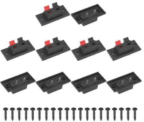 sourcing map WP2-3 - Clip quadrata per casse acustiche, 2 vie, presa jack nera e rossa, clip di collegamento a molla per subwoofer fai da te, auto, casa, confezione da 4