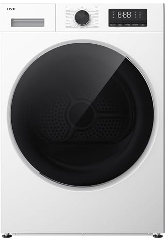 HYE Tumble Dryer - Heat Pump Tumble Dryer, 8kg Drum Capacity, Freestanding & Compact Design, A+ Energy Rating, 30 Minute Dry & Special Fabric Settings, White - D01HPD08W07