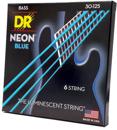 DR Strings Hi-Def Neon Blau NBB6-30 – E-Bass Medium 30-125 6-Saiter
