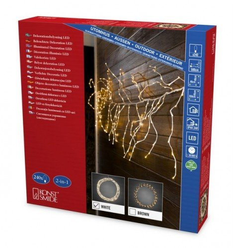 LED Lichterzweige, variabel als Kranz o.Girlande weiß für Außen 240 warm weiße Dioden Ø 46 cm