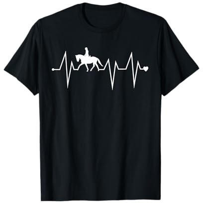 Funny Dressage Horse Riding Heartbeat Heart Pulse Rate EKG T-Shirt