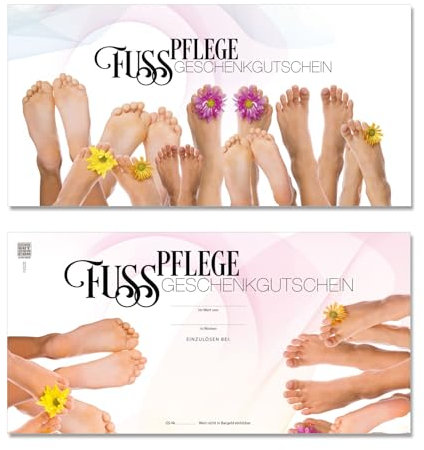 GESCHENKGUTSCHEINcom by POS-HAUER. 10 Gutscheine, blanko zum selber Ausfüllen. Für Fußpflegeinstitute Fußpflege Dienstleistungen.