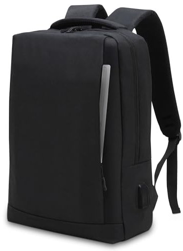 Waytex - Mochila para ordenador portátil (15 pulgadas, impermeable, con puerto de carga USB, Negro, 15 pulgadas, Clásico