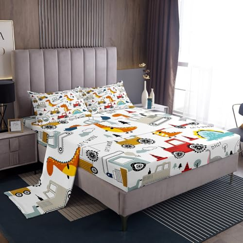 Feelyou Construction Cartoon Sheet Set Kids Boys Twin