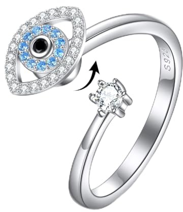 POPLYKE Evil Eye Fidget Ringe für Angst für Damen Sterling Silber Evil Eye Ringe Geschenke für Mädchen