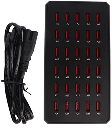 Station de Charge USB 150 W ¨¤ 30 Ports, Chargeur Rapide Intelligent, Support de Chargeur de Bureau Multiple, Puce de Gestion de L'alimentation PWM pour T¨¦l¨¦phones Mobiles, (Prise